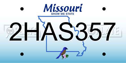 2HAS357 Missouri License Plate