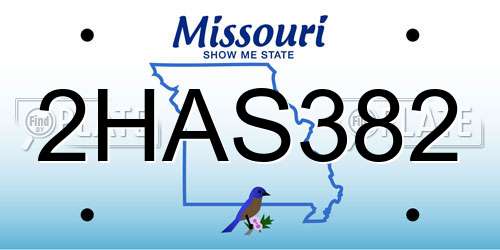 2HAS382 Missouri License Plate