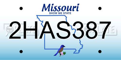 2HAS387 Missouri License Plate