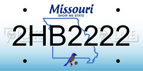 2HB2222 Missouri License Plate