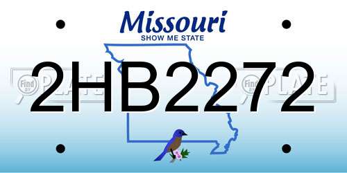 2HB2272 Missouri License Plate