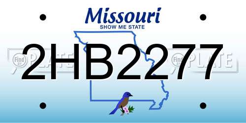 2HB2277 Missouri License Plate