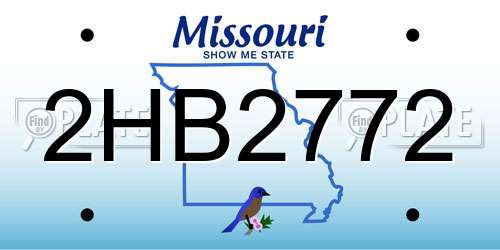 2HB2772 Missouri License Plate
