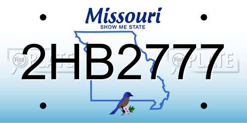 2HB2777 Missouri License Plate