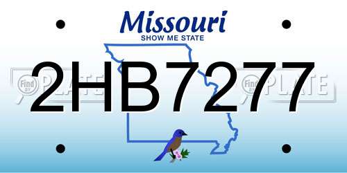 2HB7277 Missouri License Plate