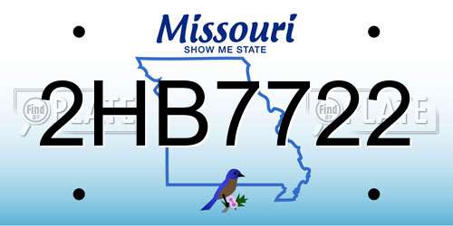 2HB7722 Missouri License Plate