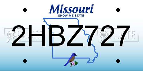 2HBZ727 Missouri License Plate