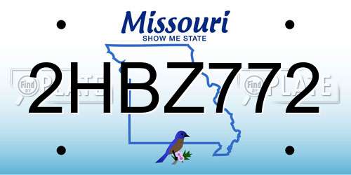 2HBZ772 Missouri License Plate