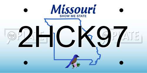 2HCK97 Missouri License Plate