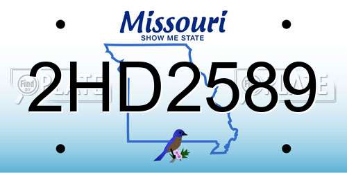 2HD2589 Missouri License Plate