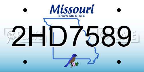 2HD7589 Missouri License Plate
