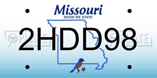 2HDD98 Missouri License Plate