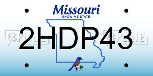2HDP43 Missouri License Plate