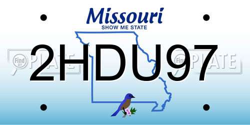 2HDU97 Missouri License Plate