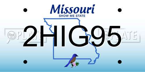 2HIG95 Missouri License Plate