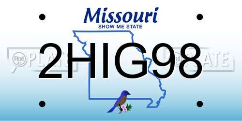 2HIG98 Missouri License Plate