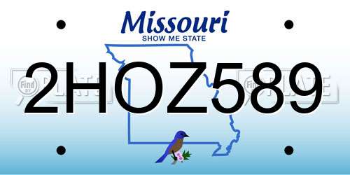 2HOZ589 Missouri License Plate
