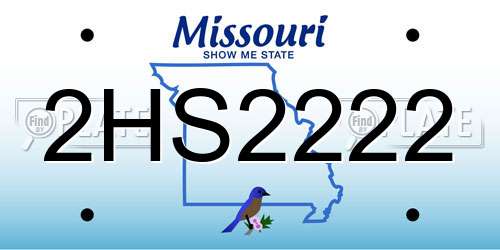 2HS2222 Missouri License Plate
