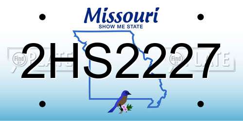 2HS2227 Missouri License Plate