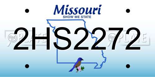 2HS2272 Missouri License Plate