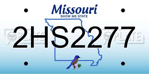 2HS2277 Missouri License Plate