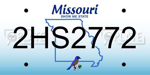 2HS2772 Missouri License Plate