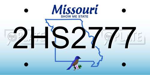 2HS2777 Missouri License Plate