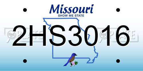2HS3016 Missouri License Plate