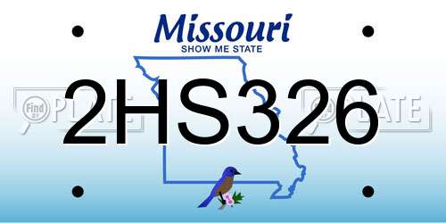 2HS326 Missouri License Plate