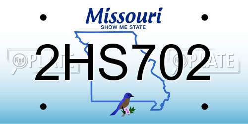 2HS702 Missouri License Plate