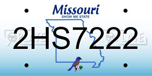 2HS7222 Missouri License Plate