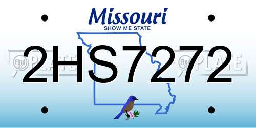 2HS7272 Missouri License Plate