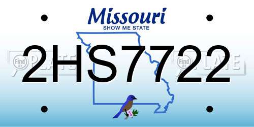 2HS7722 Missouri License Plate