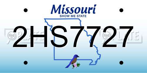 2HS7727 Missouri License Plate