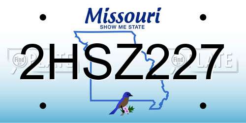 2HSZ227 Missouri License Plate
