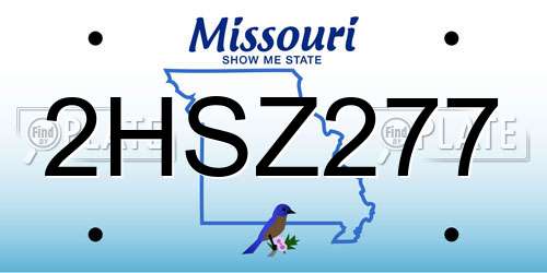 2HSZ277 Missouri License Plate