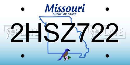 2HSZ722 Missouri License Plate
