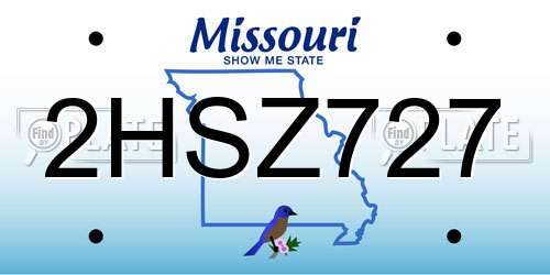 2HSZ727 Missouri License Plate