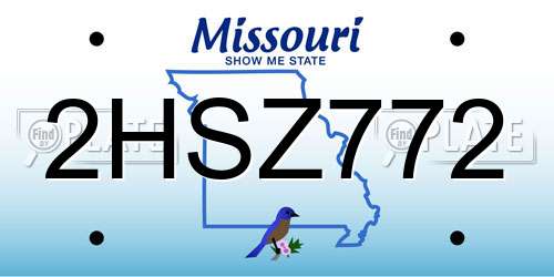 2HSZ772 Missouri License Plate