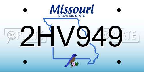 2HV949 Missouri License Plate