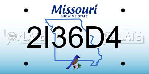 2I36D4 Missouri License Plate