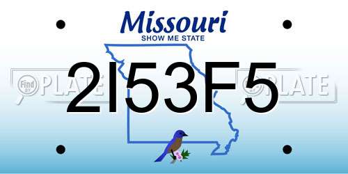 2I53F5 Missouri License Plate