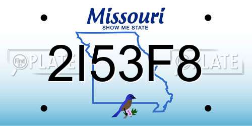 2I53F8 Missouri License Plate