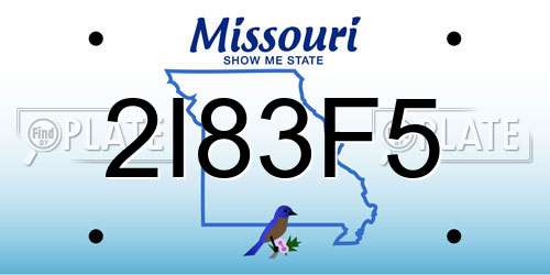 2I83F5 Missouri License Plate