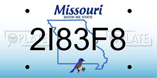 2I83F8 Missouri License Plate
