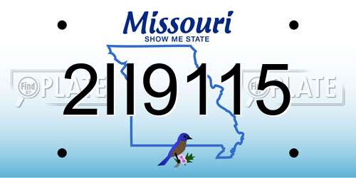 2II9115 Missouri License Plate