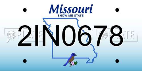 2IN0678 Missouri License Plate