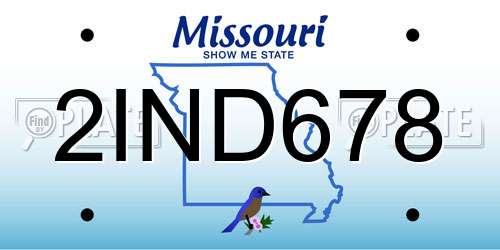 2IND678 Missouri License Plate