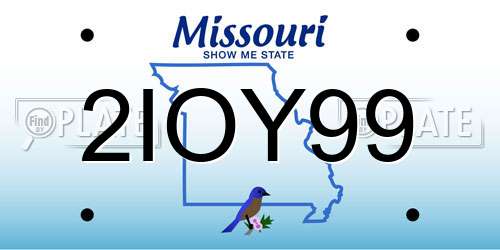 2IOY99 Missouri License Plate