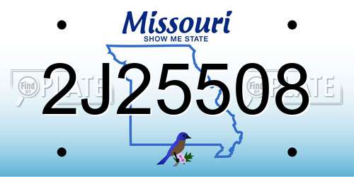 2J25508 Missouri License Plate